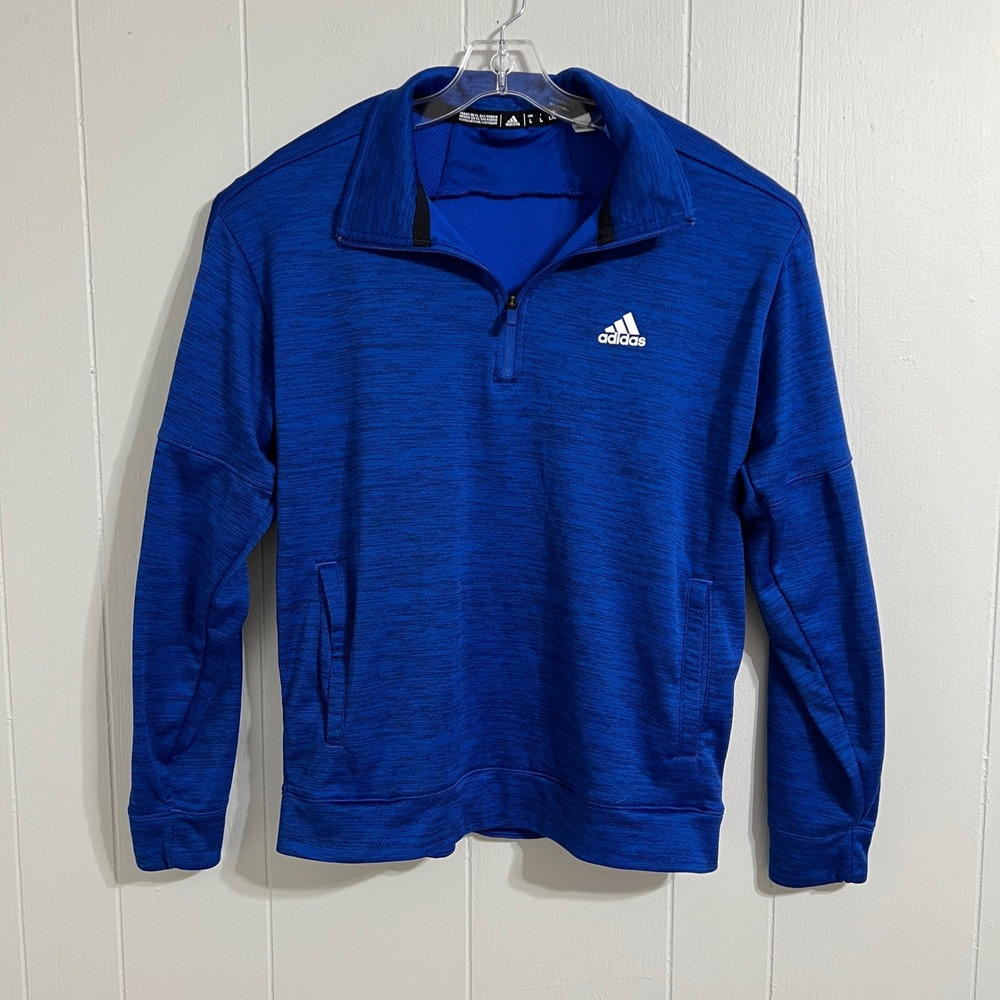 Adidas Climalite Blue 1/4 Zip Pullover Long Sleeve Athletic Shirt‎ Men's L